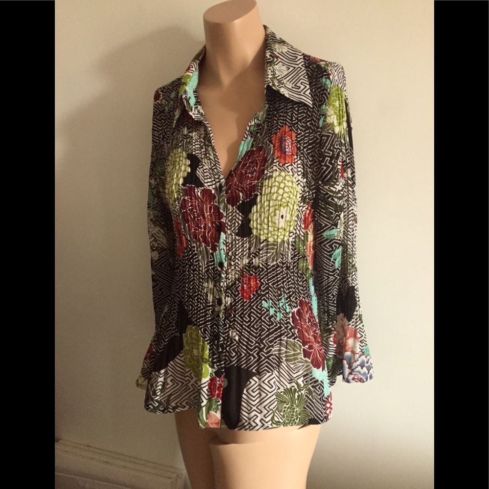 🟣 SzL classy crinkle polyester button-up